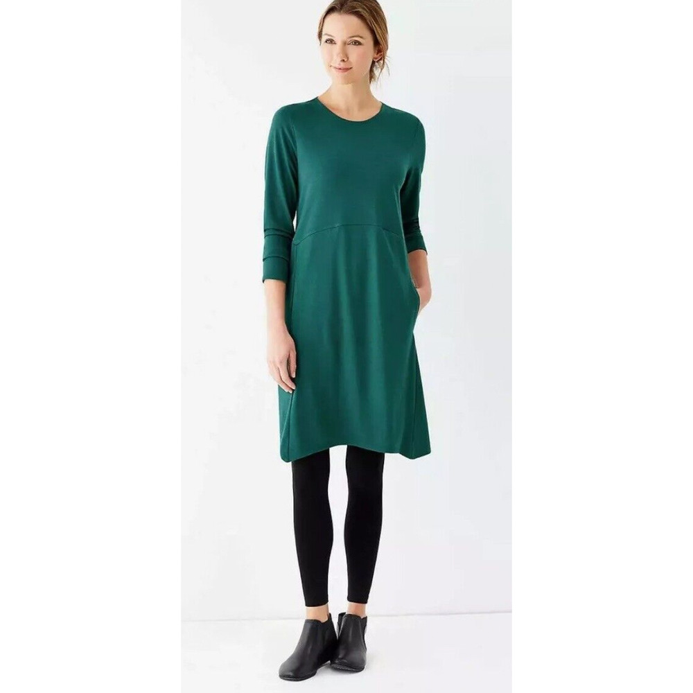 J. Jill Forest Green Long Sleeve A-Line Dress